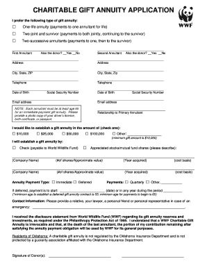 stelter company gift annuity calculation form