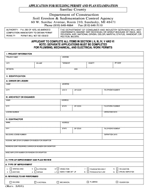 Sanilac County Building Permit Application