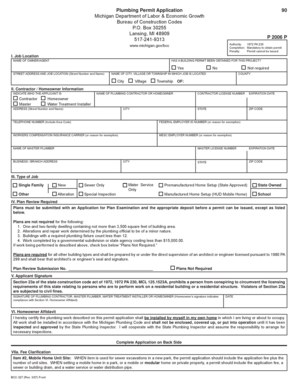 Michigan Plumbing Permit Application