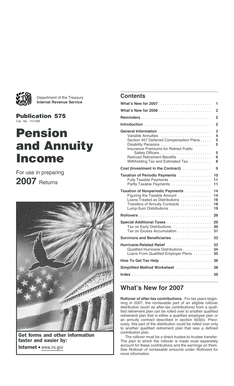 IRS Publication 575 Pension and Annuity Income