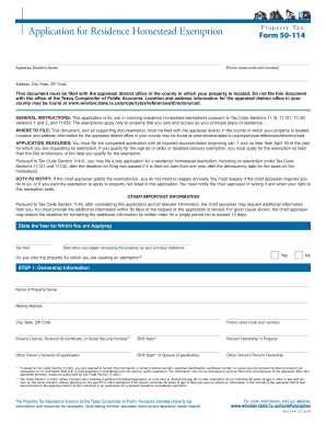 Texas Residence Homestead Exemption Application