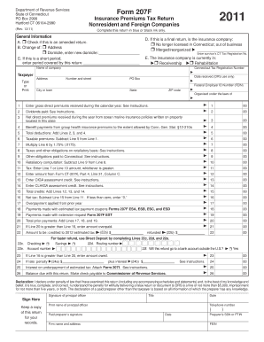 Connecticut Form 207F Insurance Premiums Tax Return