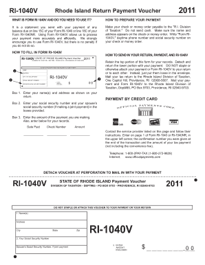Rhode Island RI-1040V Payment Voucher 2011