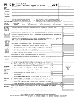 Rhode Island Resident Individual Income Tax Return 2011
