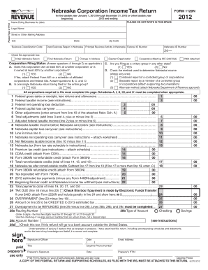 Nebraska Corporation Income Tax Return Form 1120N