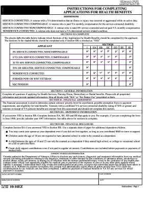 VA Form 10-10EZ Application for Health Benefits