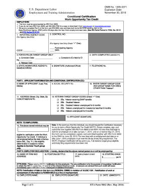 ETA Form 9062 Conditional Certification