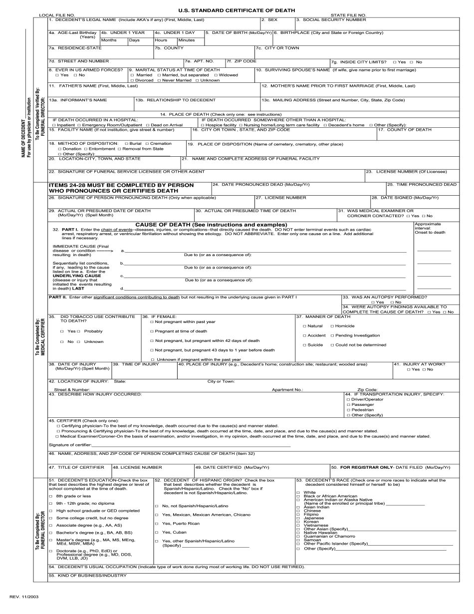 Create Fillable Certificate Of Death Form And Cope With Bureaucracy