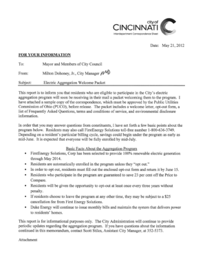 Cincinnati Electric Aggregation Opt-Out Form