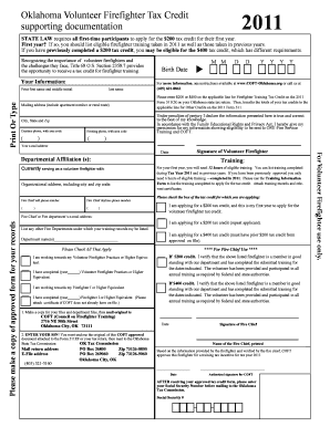 Oklahoma Volunteer Firefighter Tax Credit Form