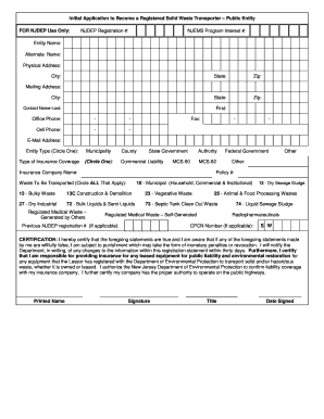 PUBLIC ENTITY - TRANSPORTER REGISTRATION APPLICATION ... - nj