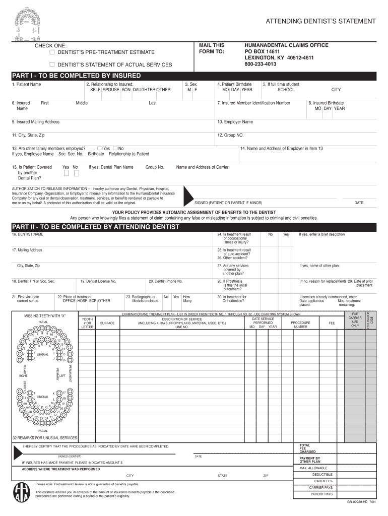 2004 Form Humana GN00229HD Fill Online, Printable