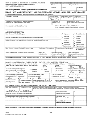 California Wage Adjudication Claim Form