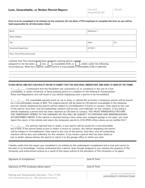 Lost, Unavailable, or Stolen Permit Report Form