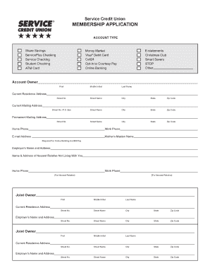 Service Credit Union Membership Application