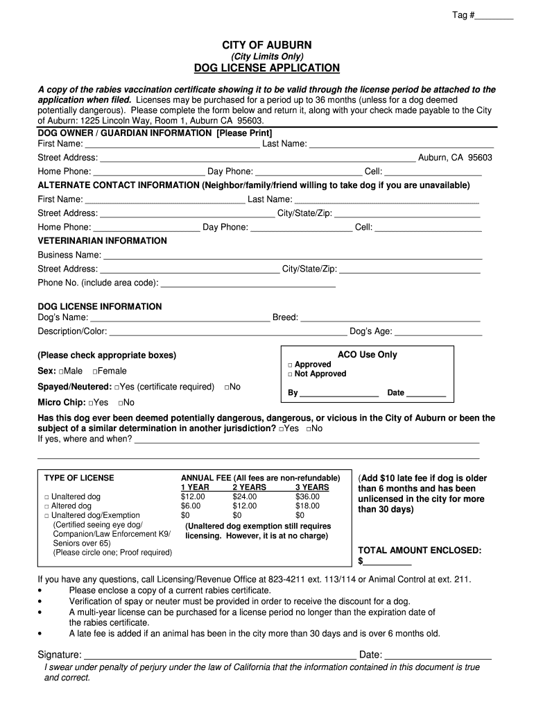 City Of Chico Dog License - Fill Online, Printable, Fillable Intended For Service Dog Certificate Template