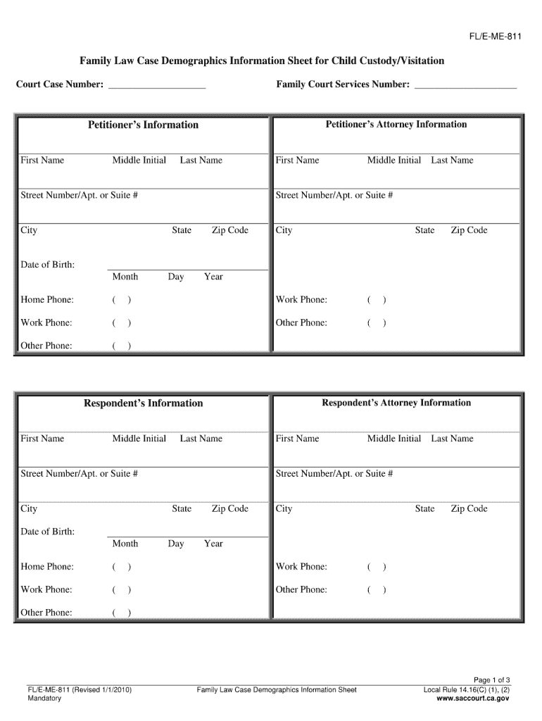 demographic information sheet Preview on Page 1