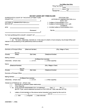 New York Letters of Administration Form
