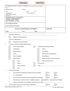 California Status Conference Statement Form
