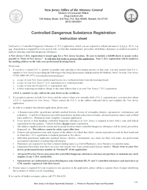 New Jersey Controlled Dangerous Substance Registration