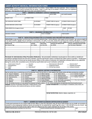Cadet Activity Medical Information Form
