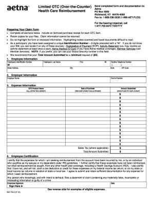 Aetna OTC Medical Expense Reimbursement Form
