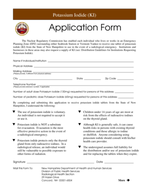 Potassium Iodide Application Form