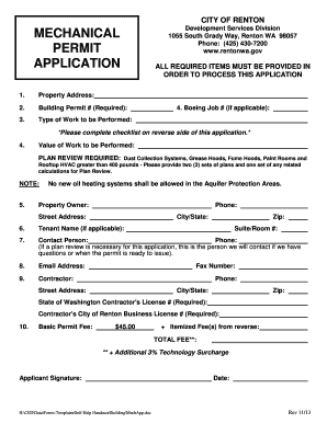 merchanical permit application. permit form - rentonwa