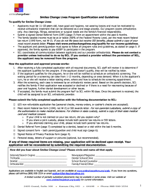 Smiles Change Lives Orthodontic Program Application
