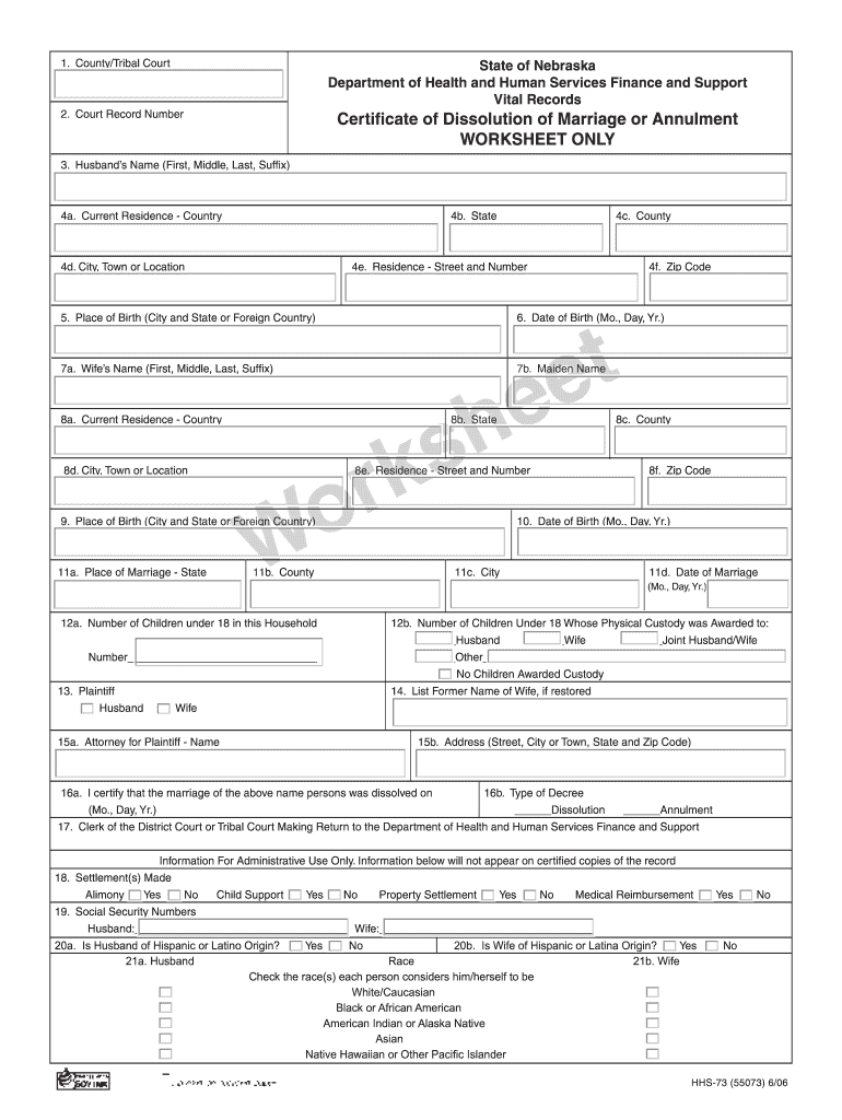 nebraska dissolution worksheet Preview on Page 1