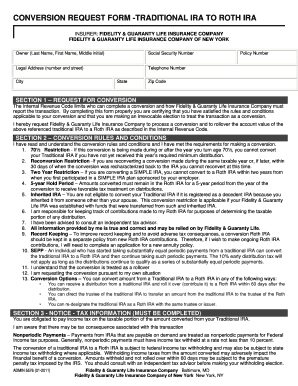 Traditional IRA to Roth IRA Conversion Request Form