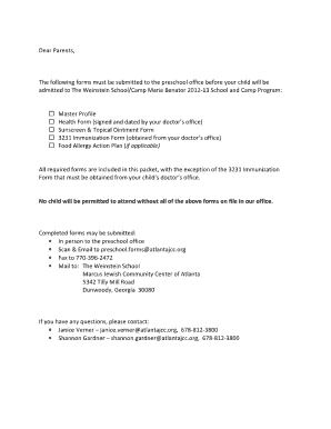 Action plan template - food allergy action plan form