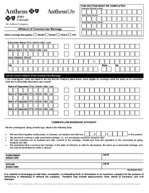 Common law marriage affidavit form