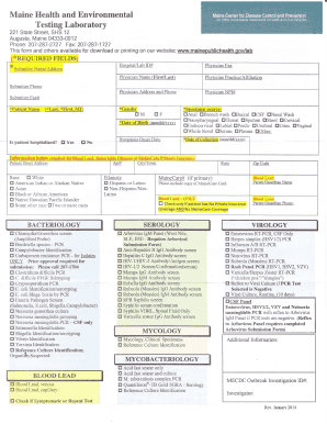 Maine Health Laboratory Test Requisition Form