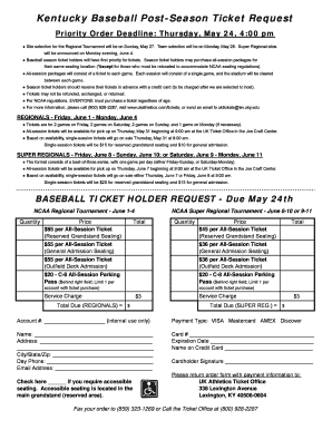Kentucky Baseball Post-Season Ticket Request