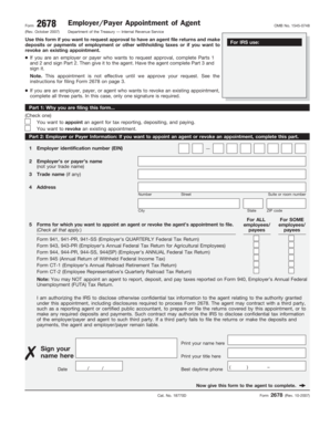 IRS Form 2678 Employer/Payer Appointment of Agent