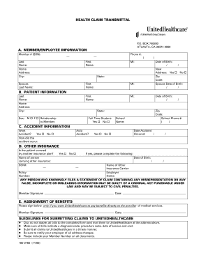 Health Claim Transmittal Form
