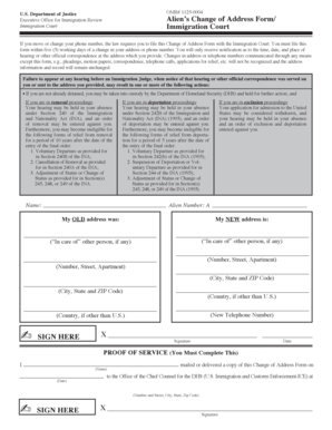 Alien’s Change of Address Form