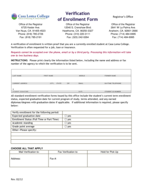 Verification of Enrollment Form