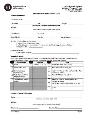 Employee Confidential Data Form