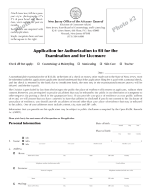 New Jersey Cosmetology License Application