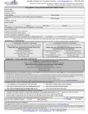 Document Legalization Services Order Form