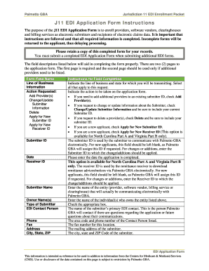 Palmetto GBA J11 EDI Application Form