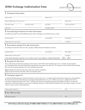 403(b) Exchange Authorization Form