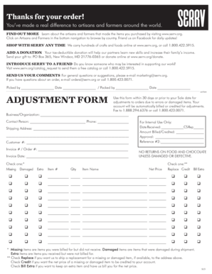 SERRV Adjustment Form
