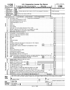 Form 1120 US Corporation Income Tax Return