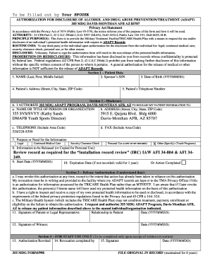 Authorization for Disclosure of ADAPT Records