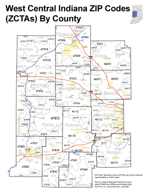 Fillable Online stats indiana West Central Indiana ZIP Codes (ZCTAs) By County - STATS Indiana ...