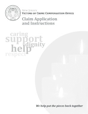 New Jersey Victims of Crime Compensation Claim Application