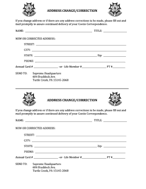 Address Change/Correction Form
